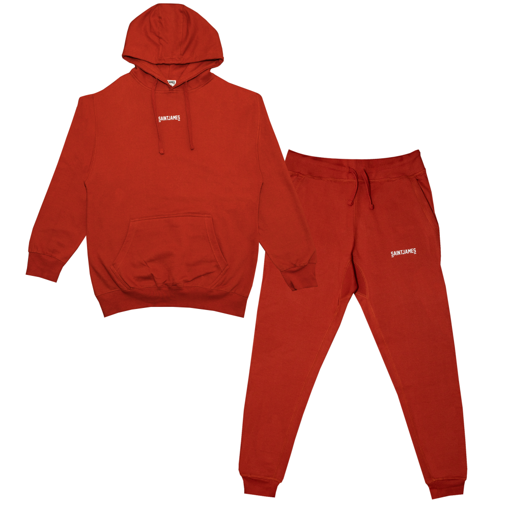 French Terry Hoodie & Jogger Set - Paprika